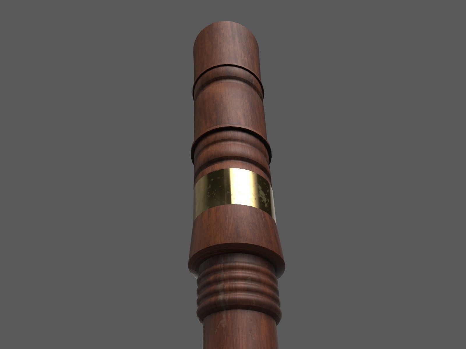 Krummhorn wooden flute 3D model_2