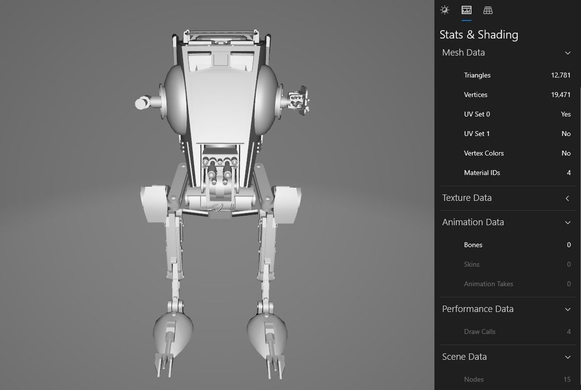 Star Wars ATST Walker - Low Poly Game - Battlefield - FBX MODEL Low-poly 3D model_16