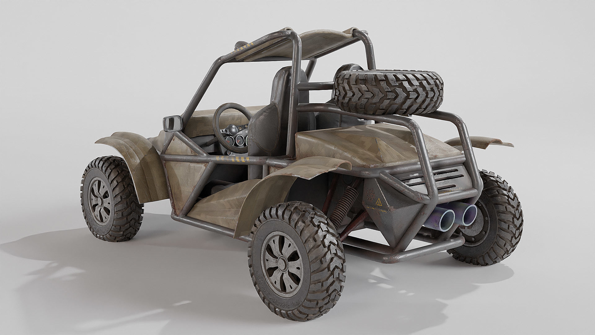 Sand Buggy vehicle for games Low-poly 3D model_2