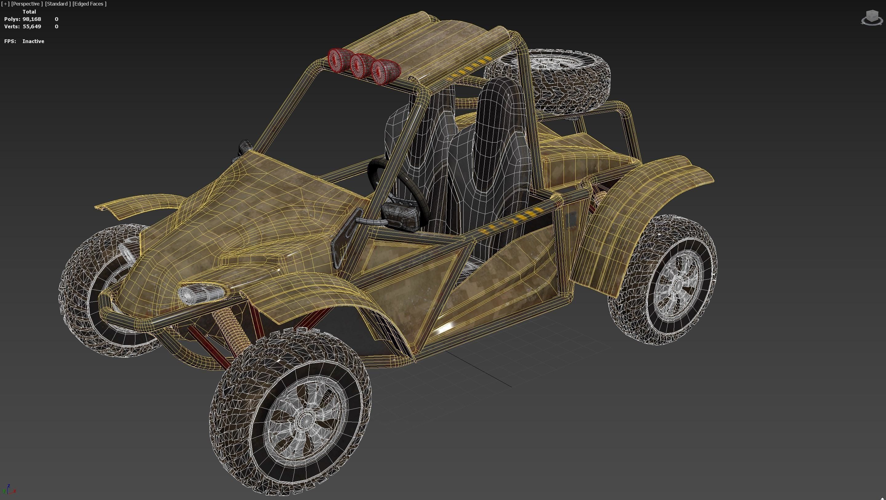 Sand Buggy vehicle for games Low-poly 3D model_12