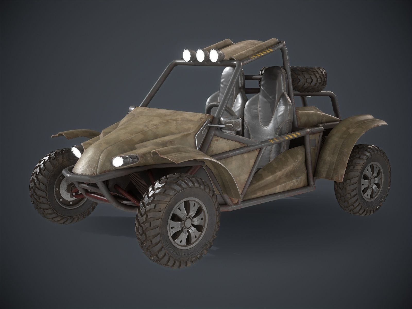 Sand Buggy vehicle for games Low-poly 3D model_6