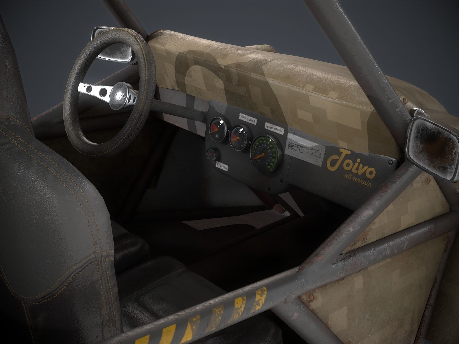 Sand Buggy vehicle for games Low-poly 3D model_10