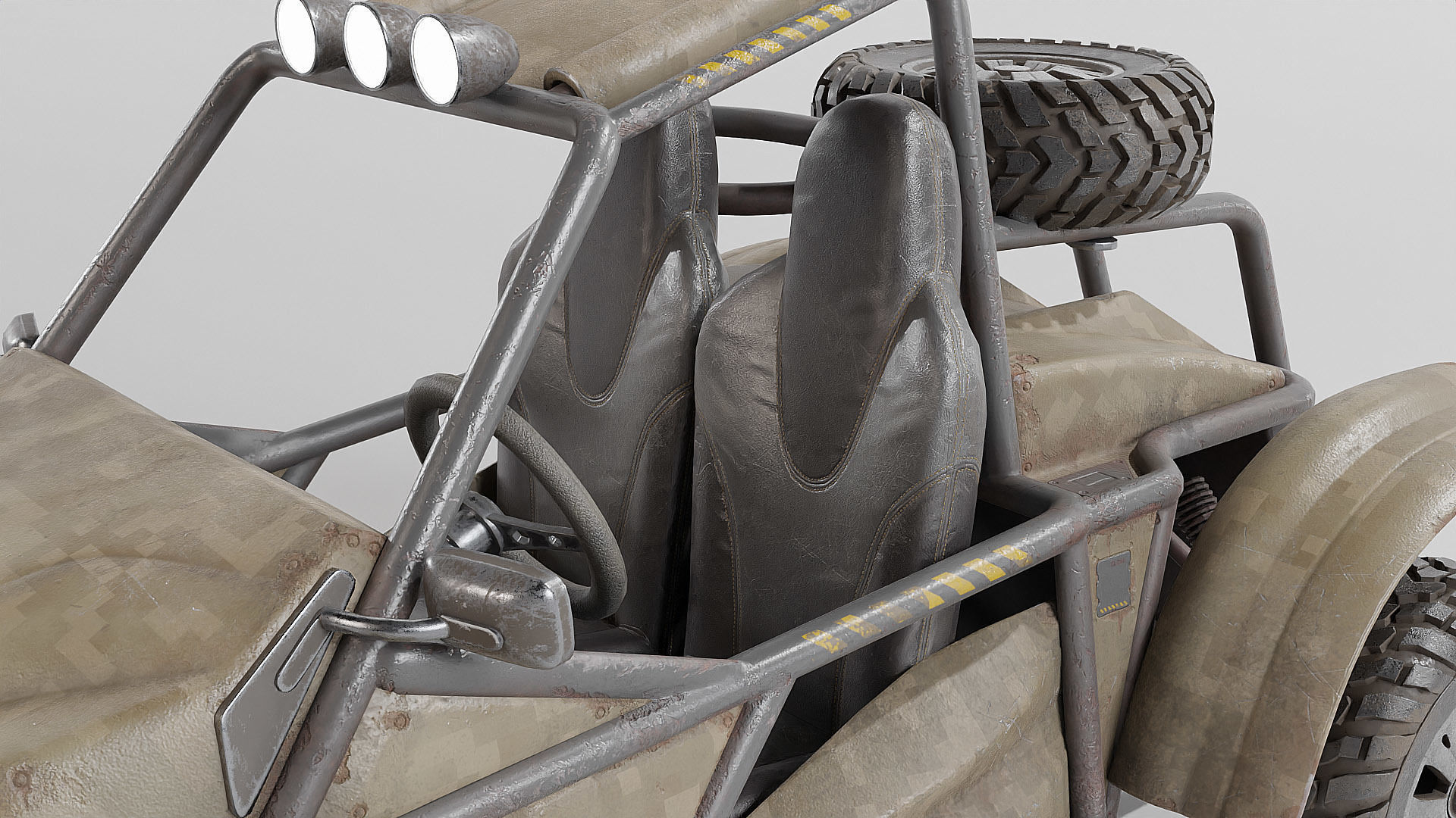 Sand Buggy vehicle for games Low-poly 3D model_3