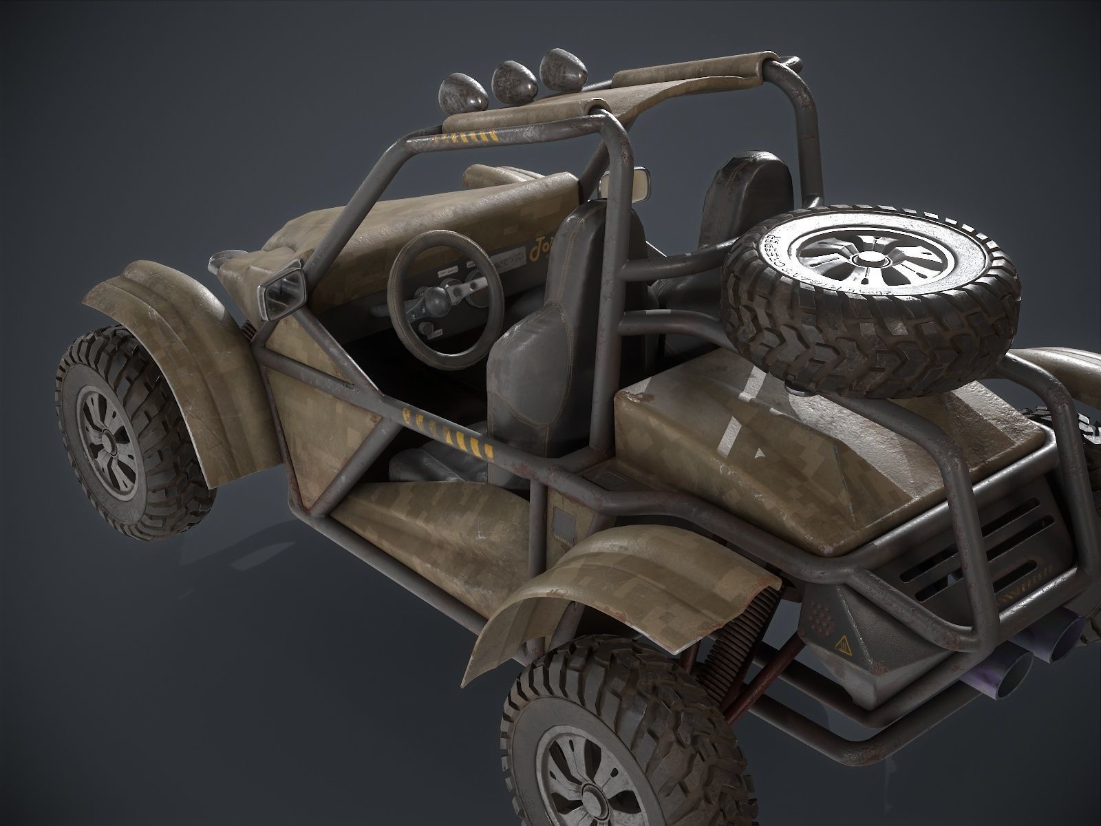 Sand Buggy vehicle for games Low-poly 3D model_8