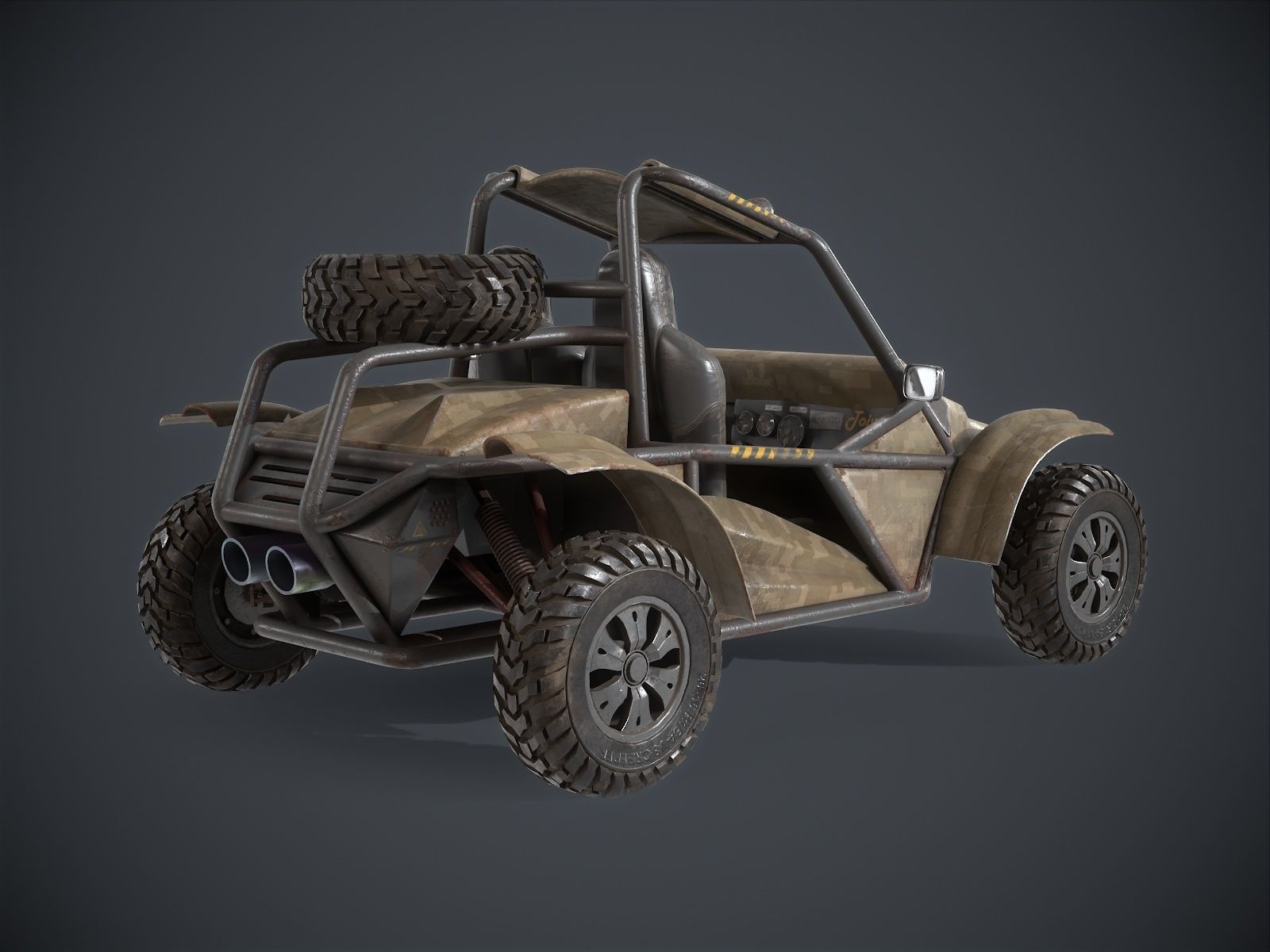 Sand Buggy vehicle for games Low-poly 3D model_7