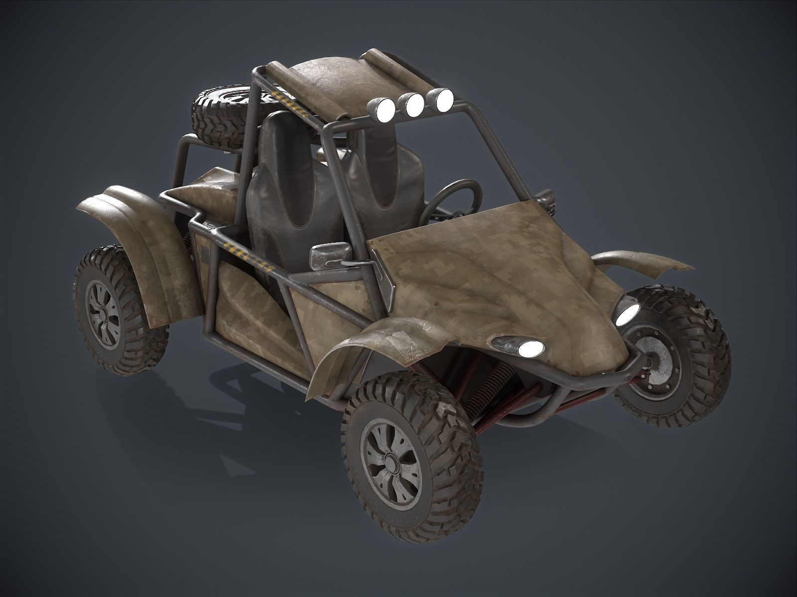 Sand Buggy vehicle for games Low-poly 3D model_9