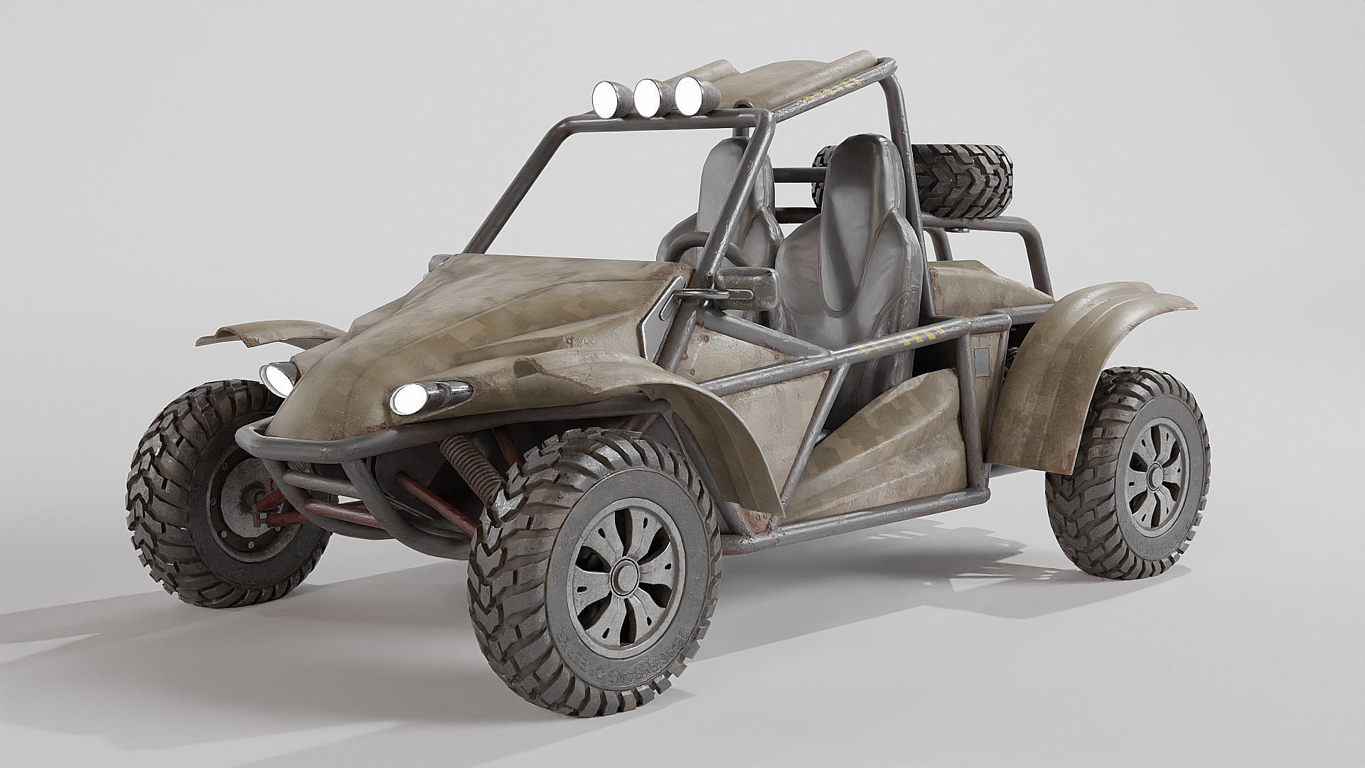Sand Buggy vehicle for games Low-poly 3D model_1