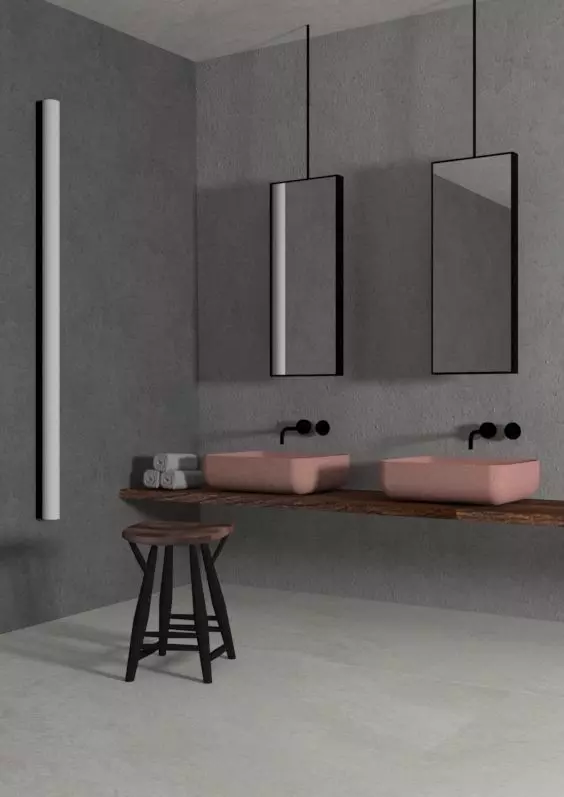 3D rendring modern bathroom with walls and sinks 3D model_0