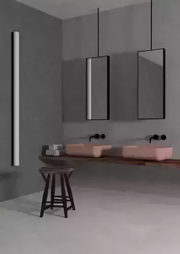 3D rendring modern bathroom with walls and sinks