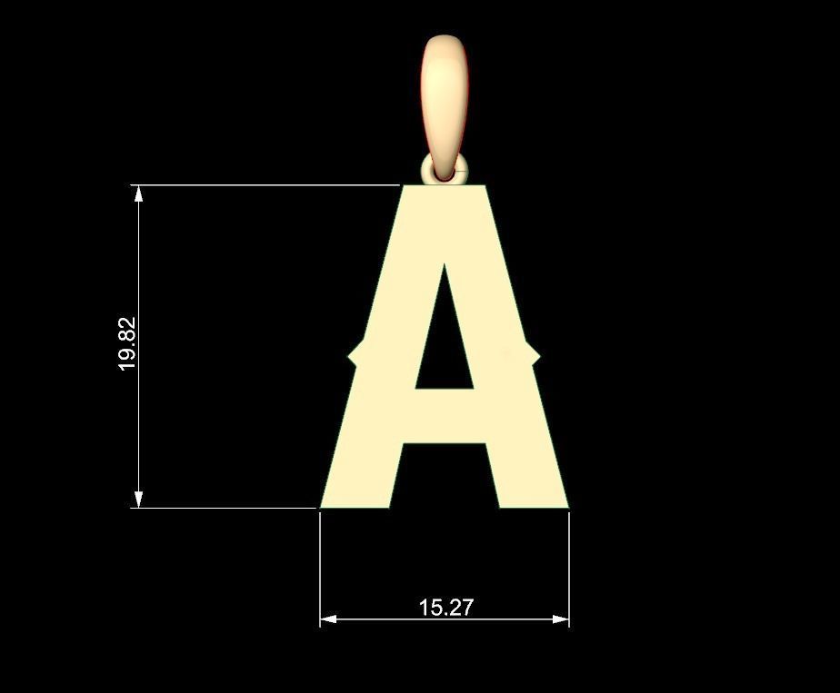 Initial Letters Pendant Aldivaro A 3D print model_3