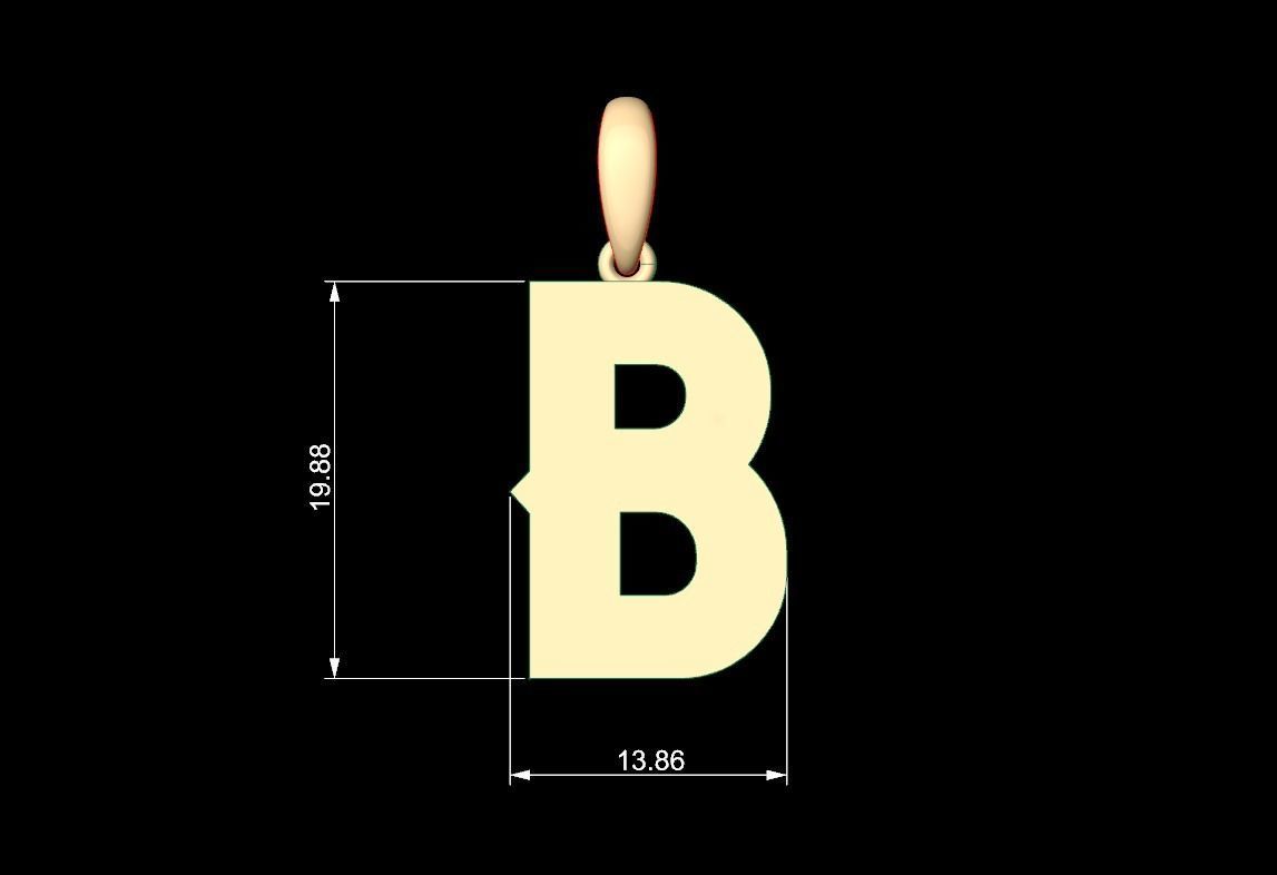 Initial Letters Pendant Aldivaro B 3D print model_4