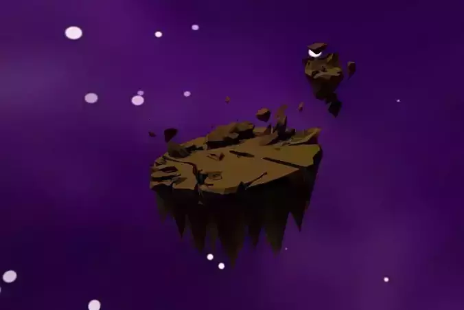 Flying Island Low-poly 3D model