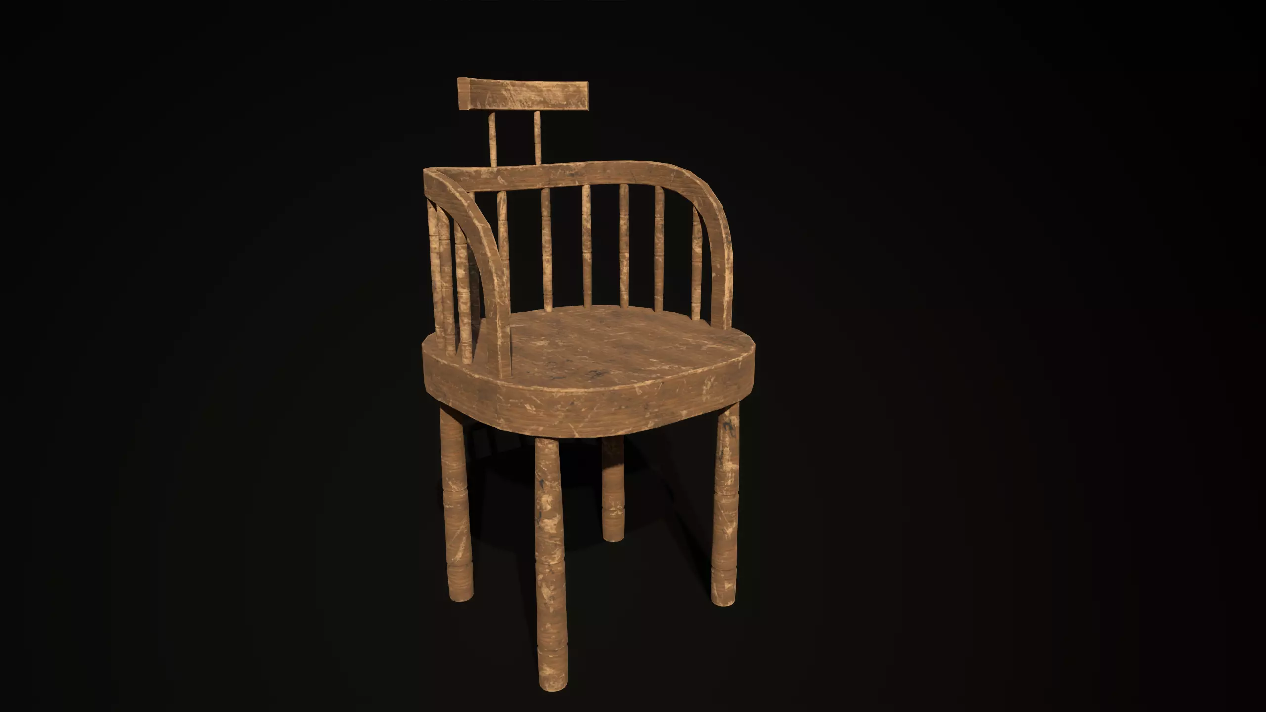 chair 3d model wooden Low-poly 3D model