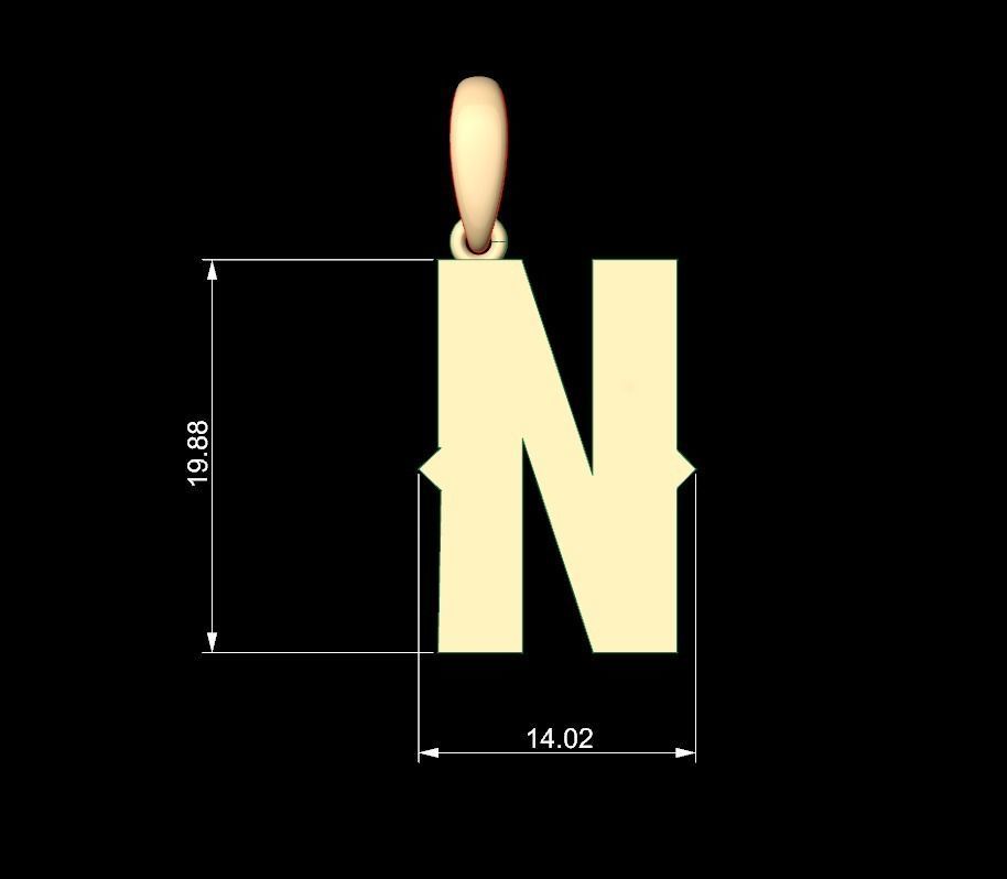 Initial Letters Pendant Aldivaro N 3D print model_4