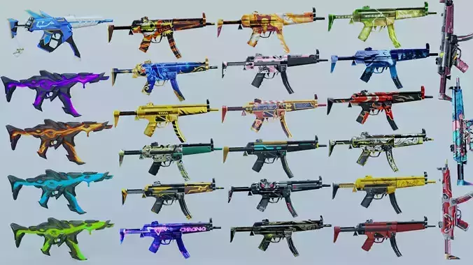 MP5 Rifle Game Weapon 26x 3D model