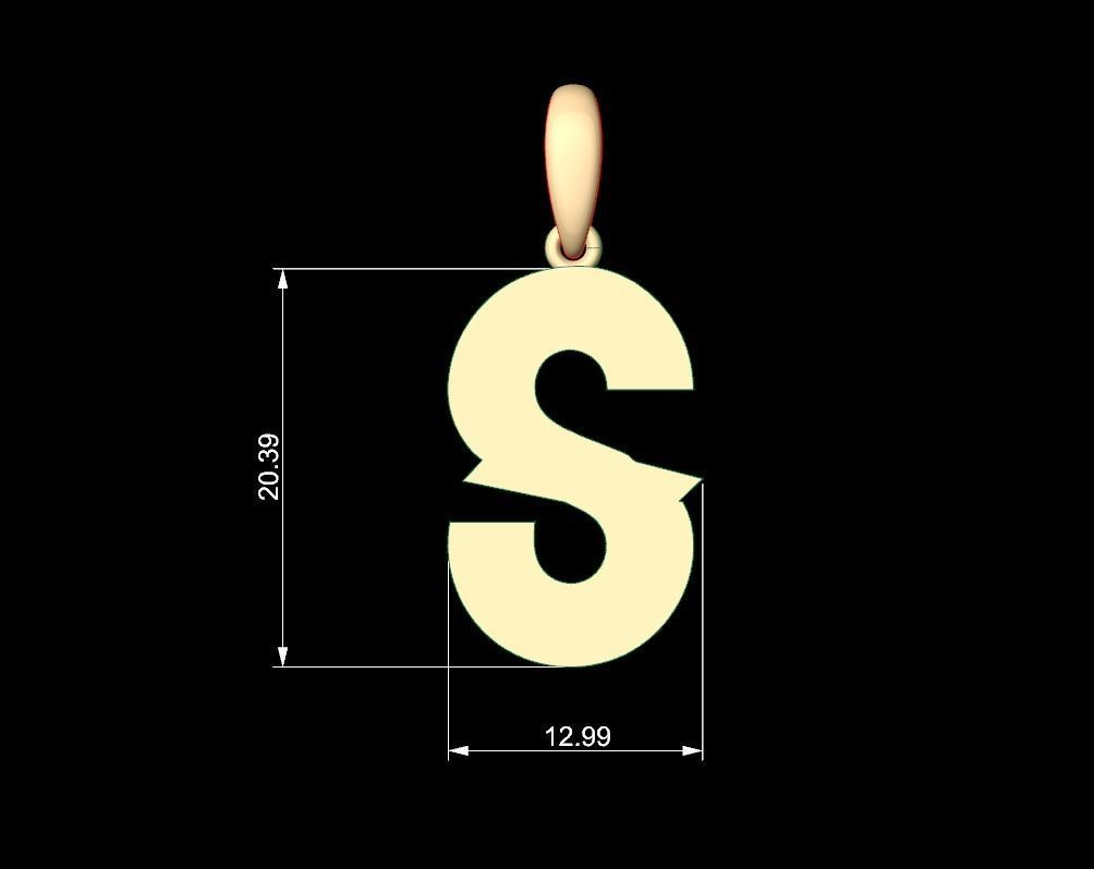 Initial Letters Pendant Aldivaro S 3D print model_4