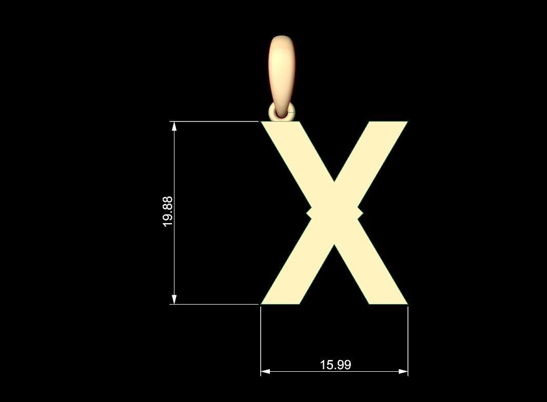  Initial Letters Pendant Aldivaro X 3D print model_4