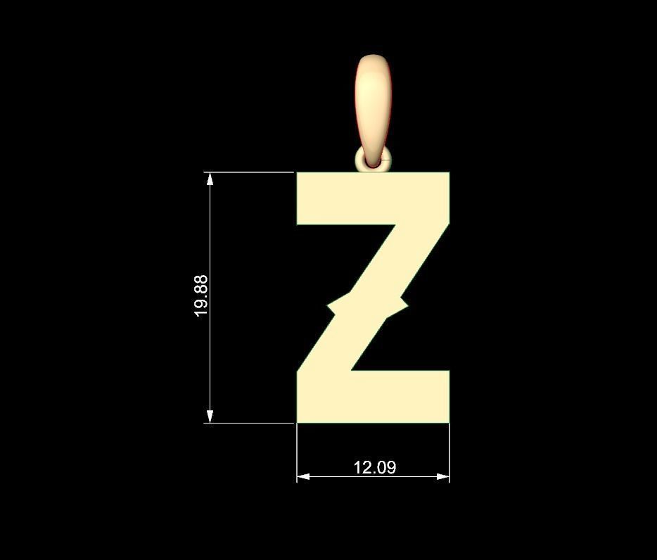 Initial Letters Pendant Aldivaro Z 3D print model_4