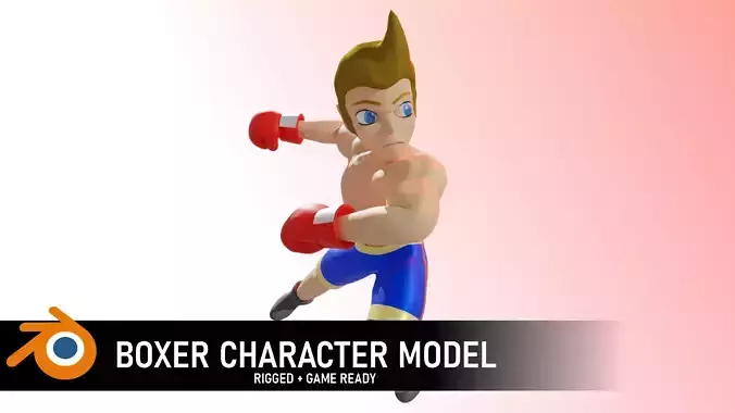 Boxer 3D Model cartoon character in boxing gear