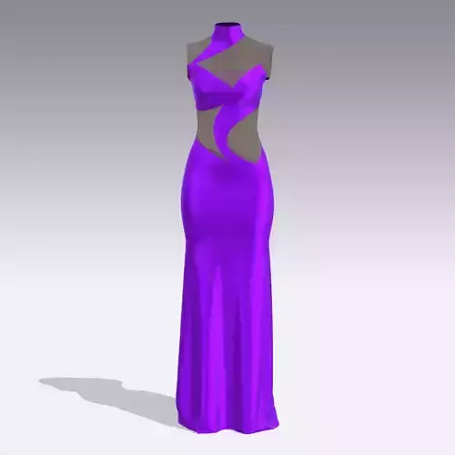 DRESS PURPLE MODERN LONG PANELED LOOK
