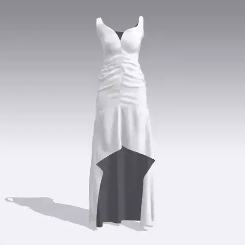 DRESS ASYMETRIC SKIRT WHITE ELASTIC DRESS LOOK