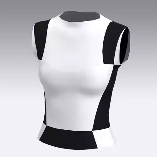 BLOUSE BLACK AND WHITE DECOLETTE LOOK