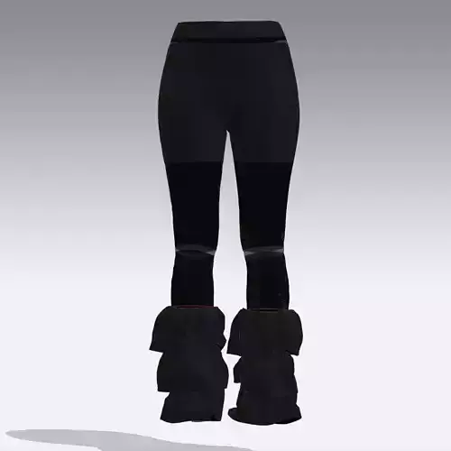 PANT RUFFLED BLACK TRANSPARENT LOOK MODERN