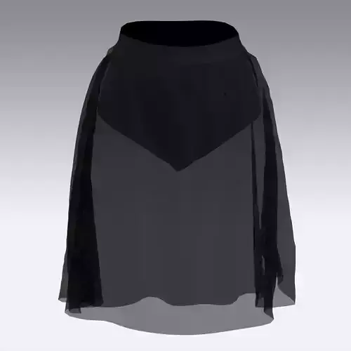 BLACK LITTLE SKIRT TRANSPARENT LOOK MODERN AVELOPE SKIRT