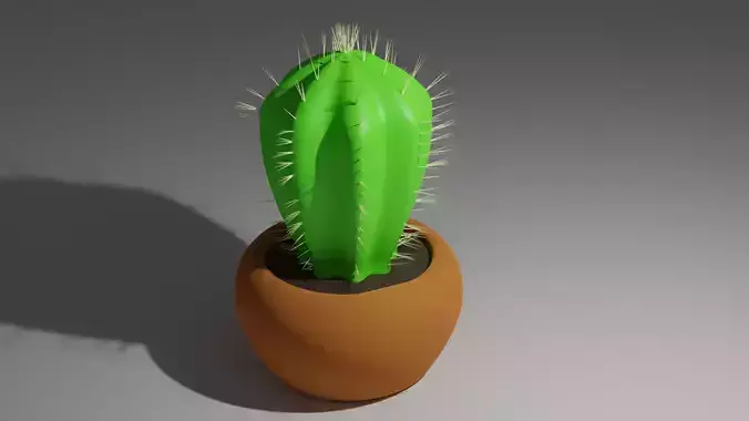 Low Poly potted cactus
