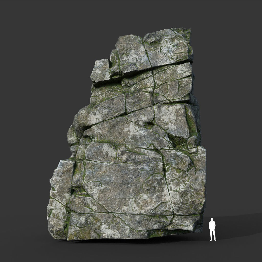 Low poly Mossy Cracked Modular Rock 220106 Low-poly 3D model_13