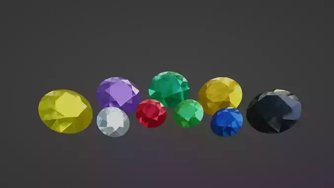 Gemstones colored 3D model