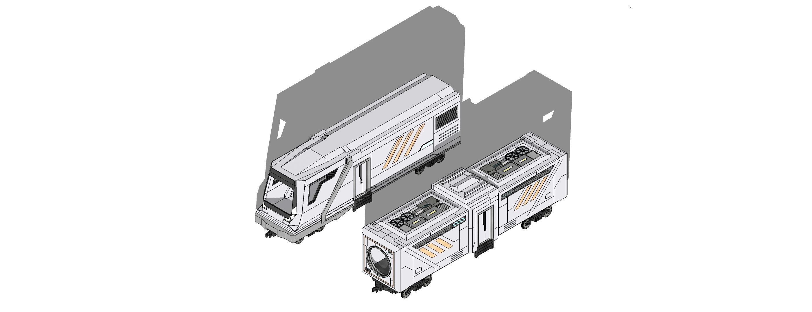Sci-Fi Train Futuristic High-Speed Transport 002 3D model_4
