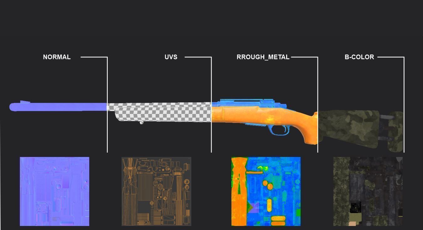 M24 Sniper Rifle Low-poly 3D model Low-poly 3D model_9
