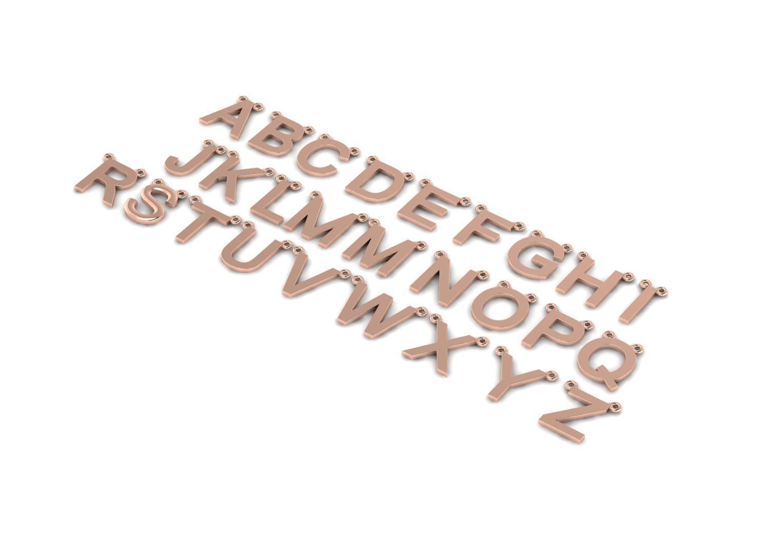 latin alphabet initial pendant A TO Z 3D print model_5