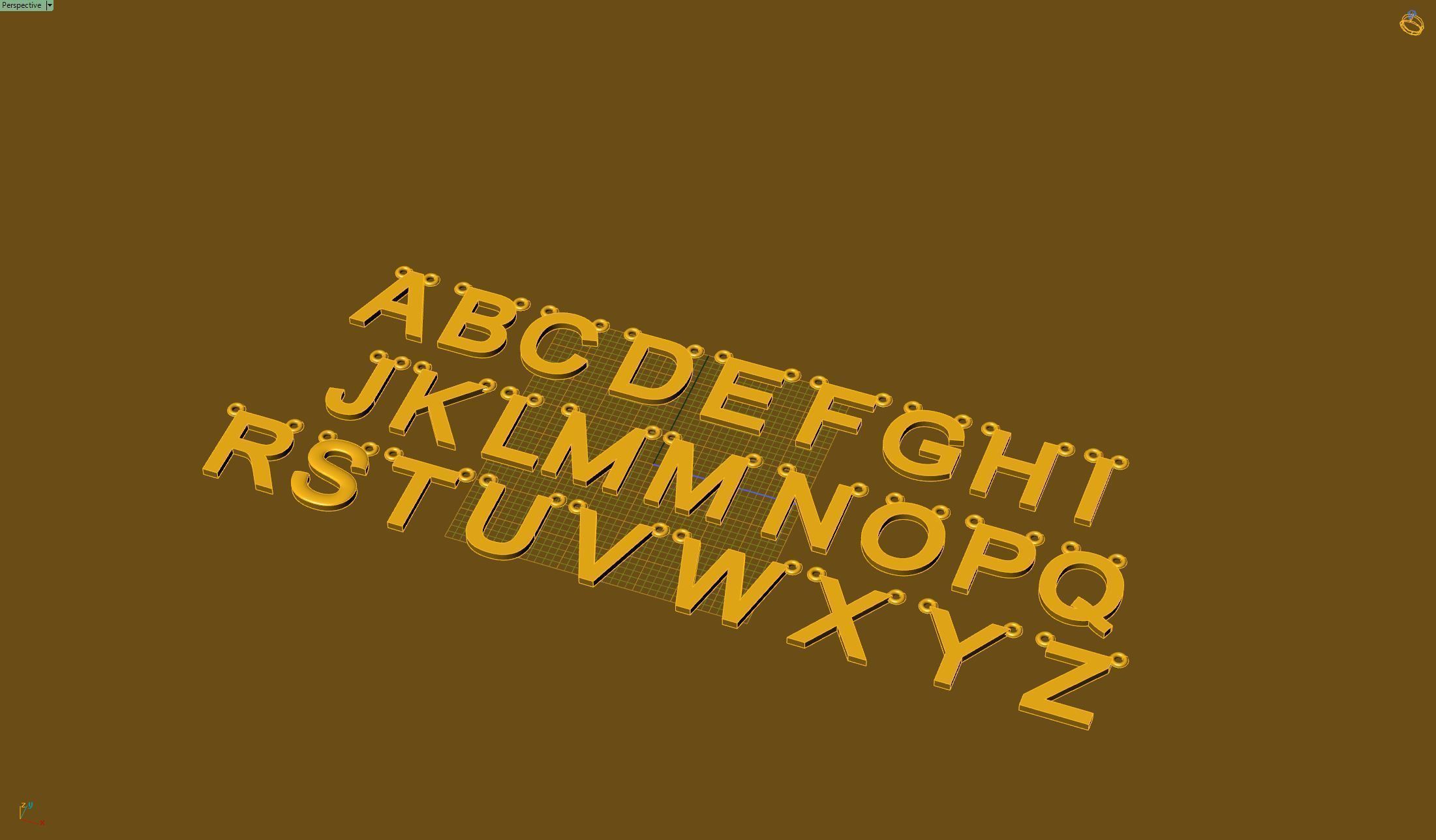 latin alphabet initial pendant A TO Z 3D print model_2