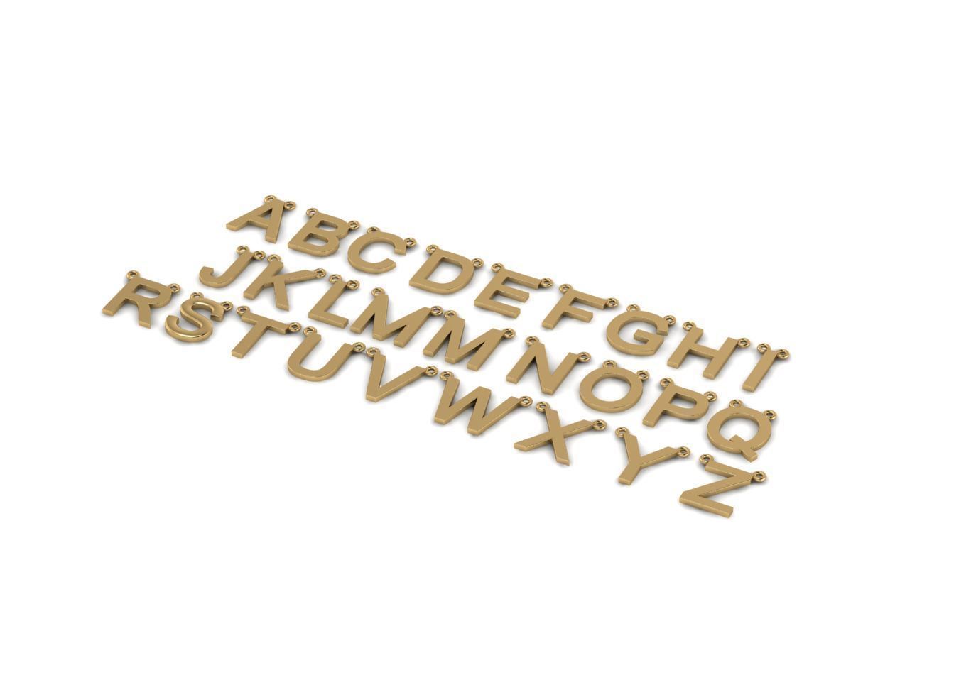 latin alphabet initial pendant A TO Z 3D print model_3