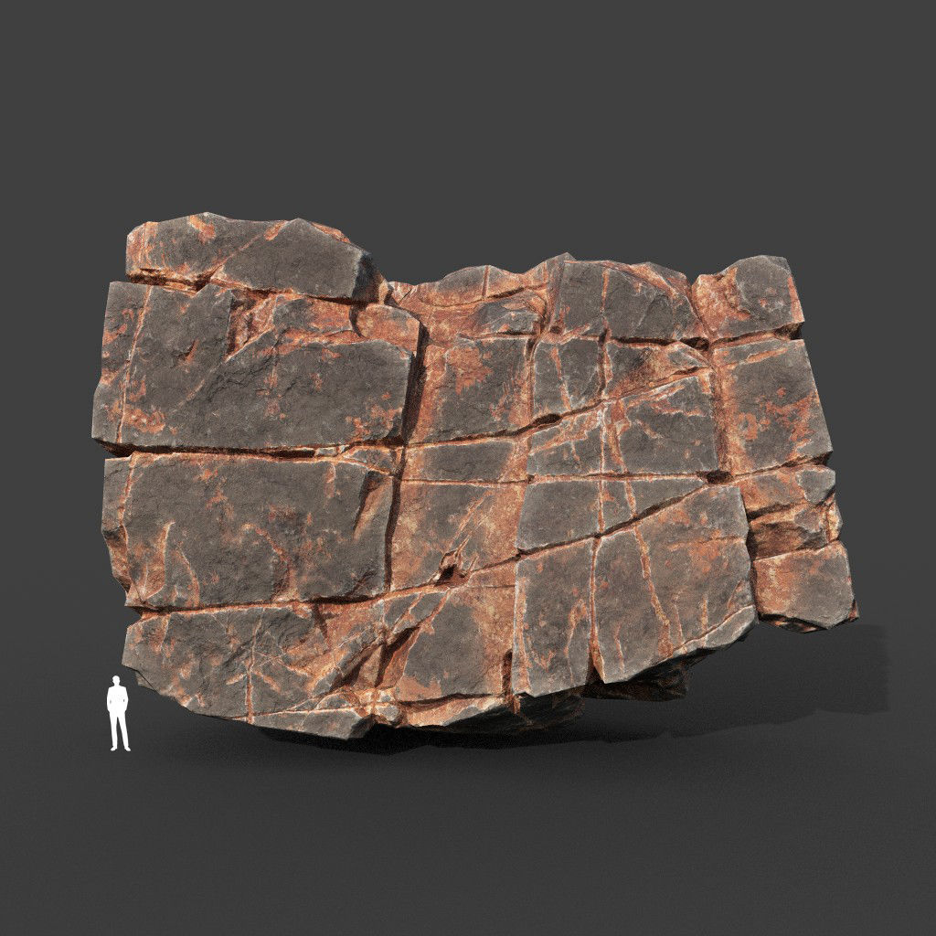 Low poly Desert Cracked Modular Rock 220106 Low-poly 3D model_11