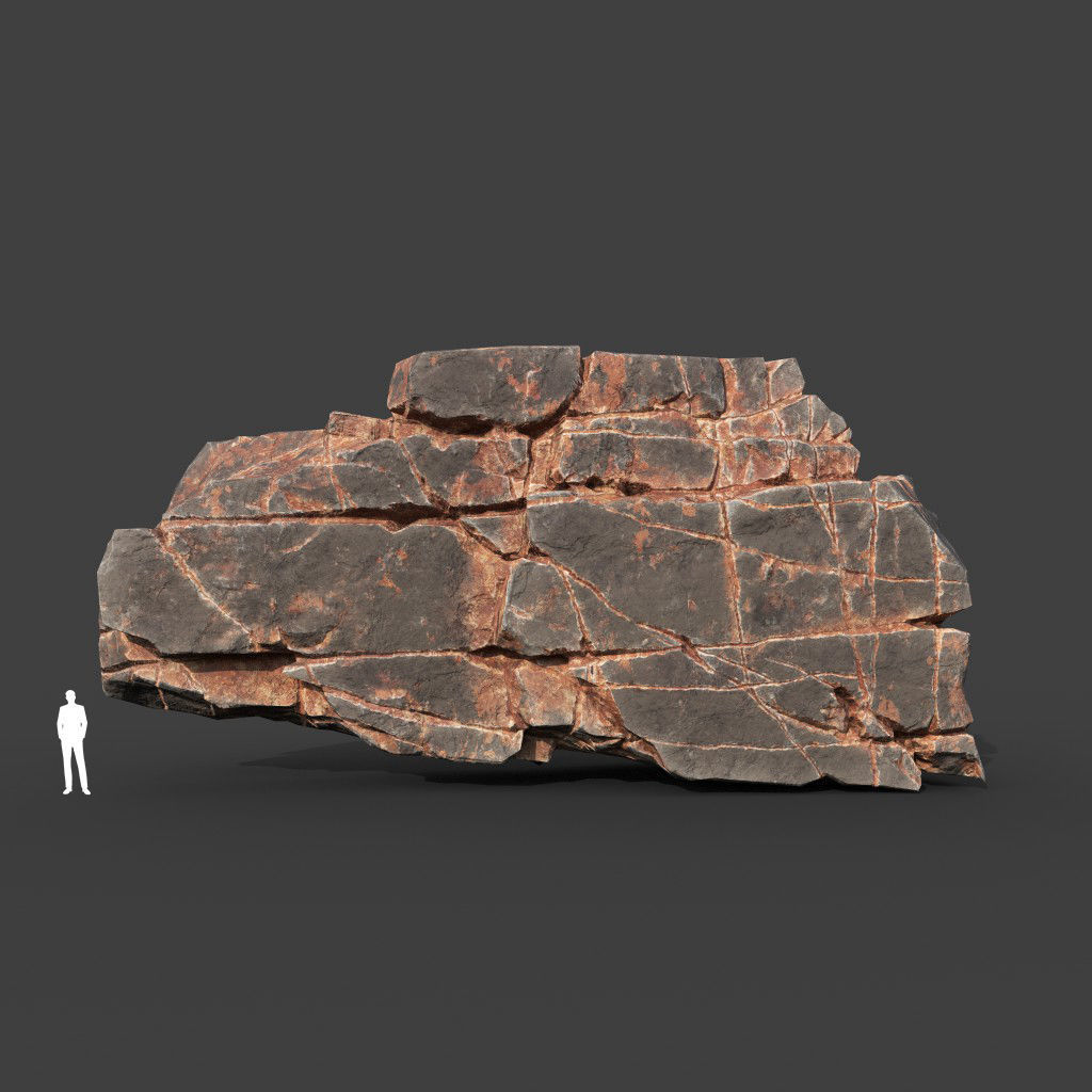 Low poly Desert Cracked Modular Rock 220106 Low-poly 3D model_7