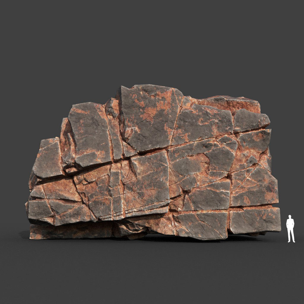 Low poly Desert Cracked Modular Rock 220106 Low-poly 3D model_17
