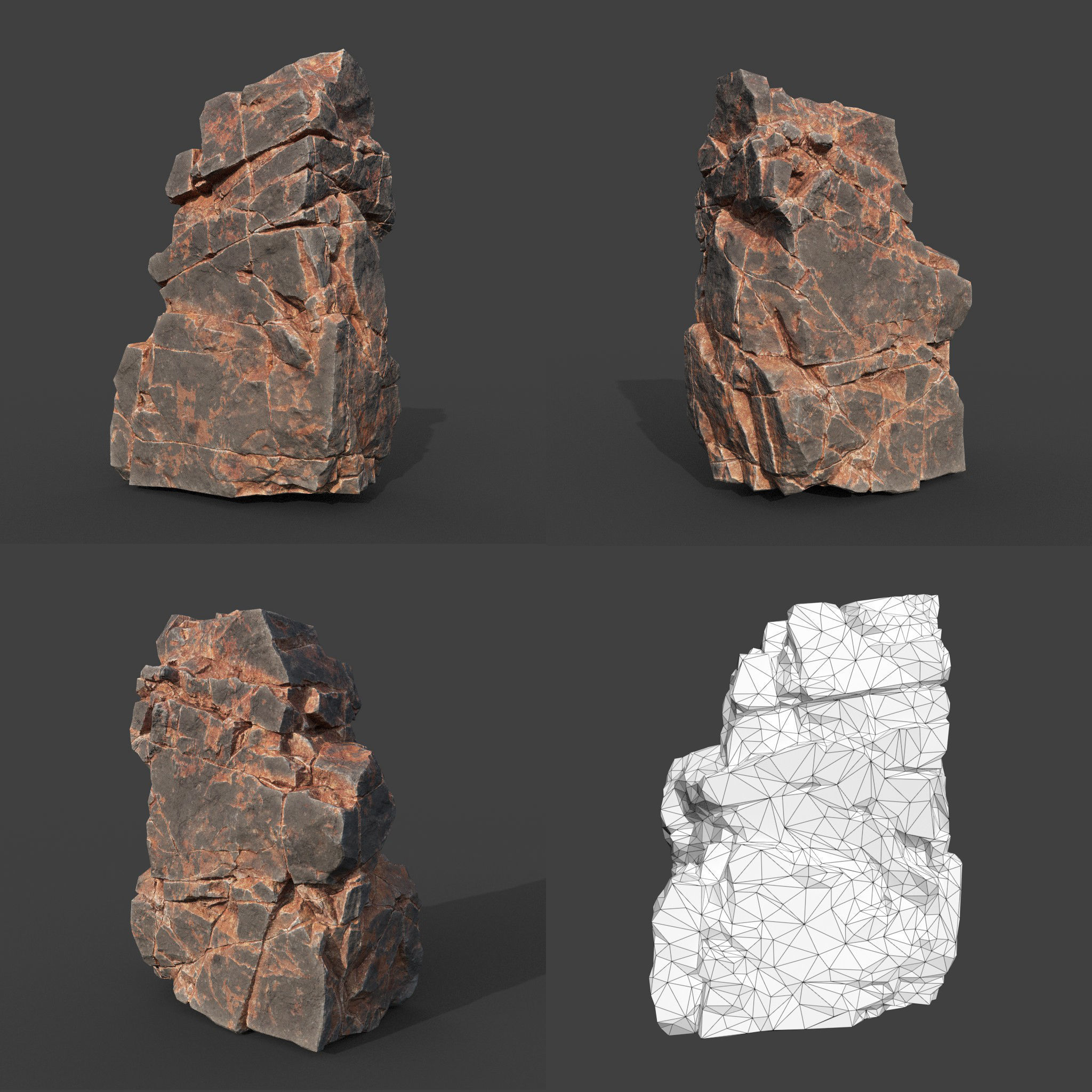 Low poly Desert Cracked Modular Rock 220106 Low-poly 3D model_14