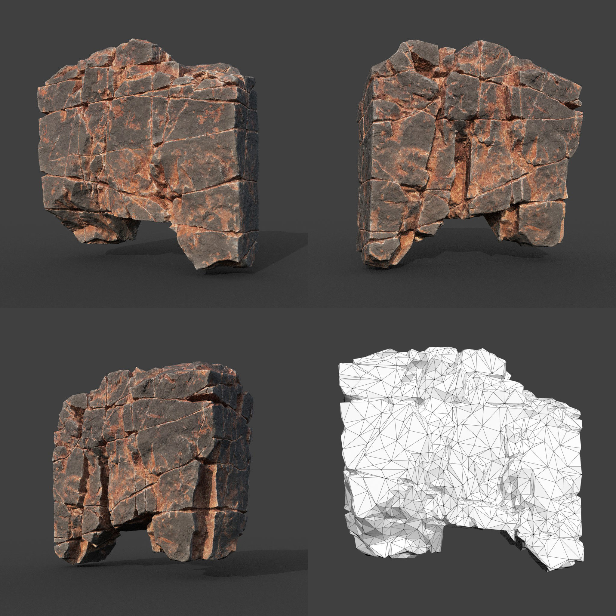 Low poly Desert Cracked Modular Rock 220106 Low-poly 3D model_20