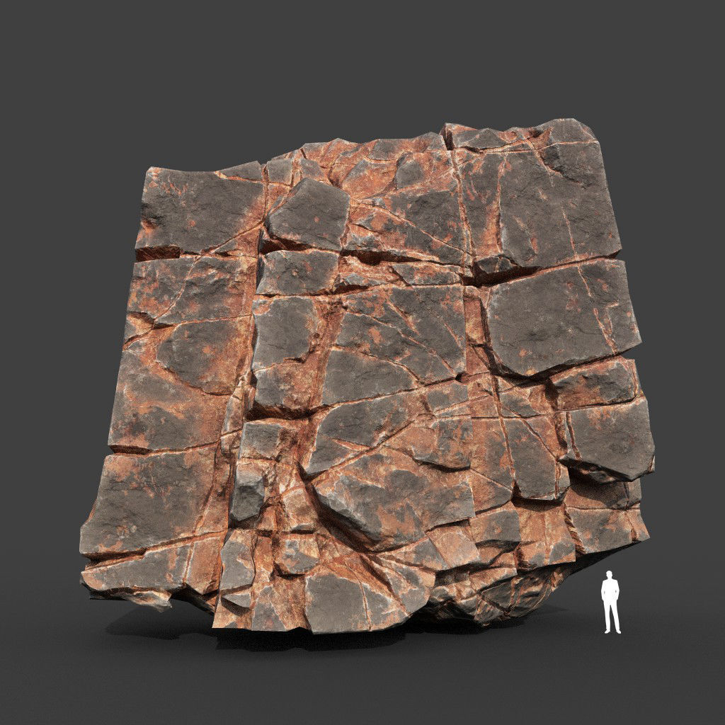 Low poly Desert Cracked Modular Rock 220106 Low-poly 3D model_3