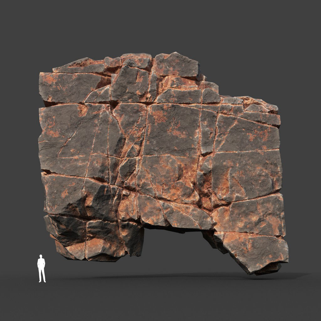 Low poly Desert Cracked Modular Rock 220106 Low-poly 3D model_19