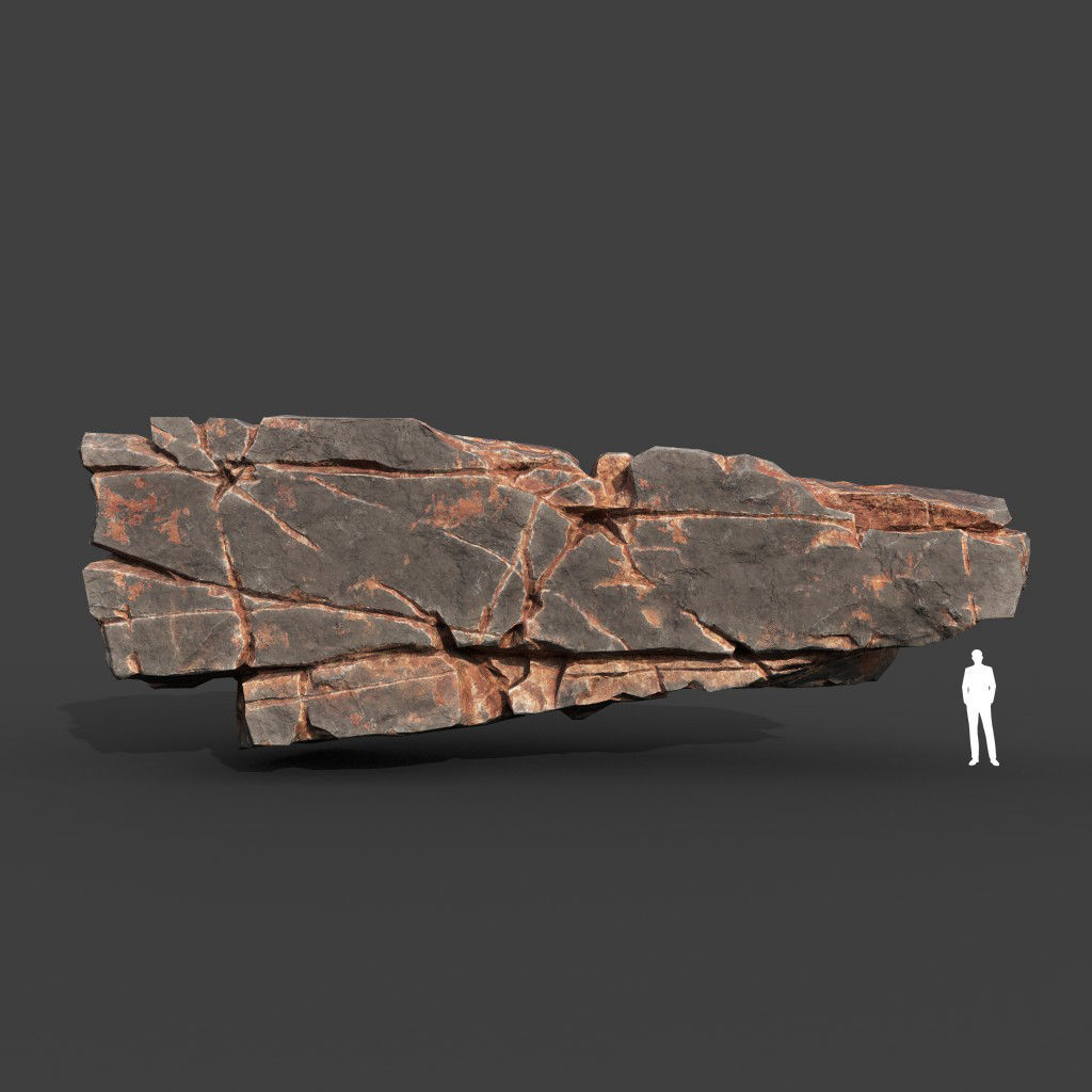 Low poly Desert Cracked Modular Rock 220106 Low-poly 3D model_5