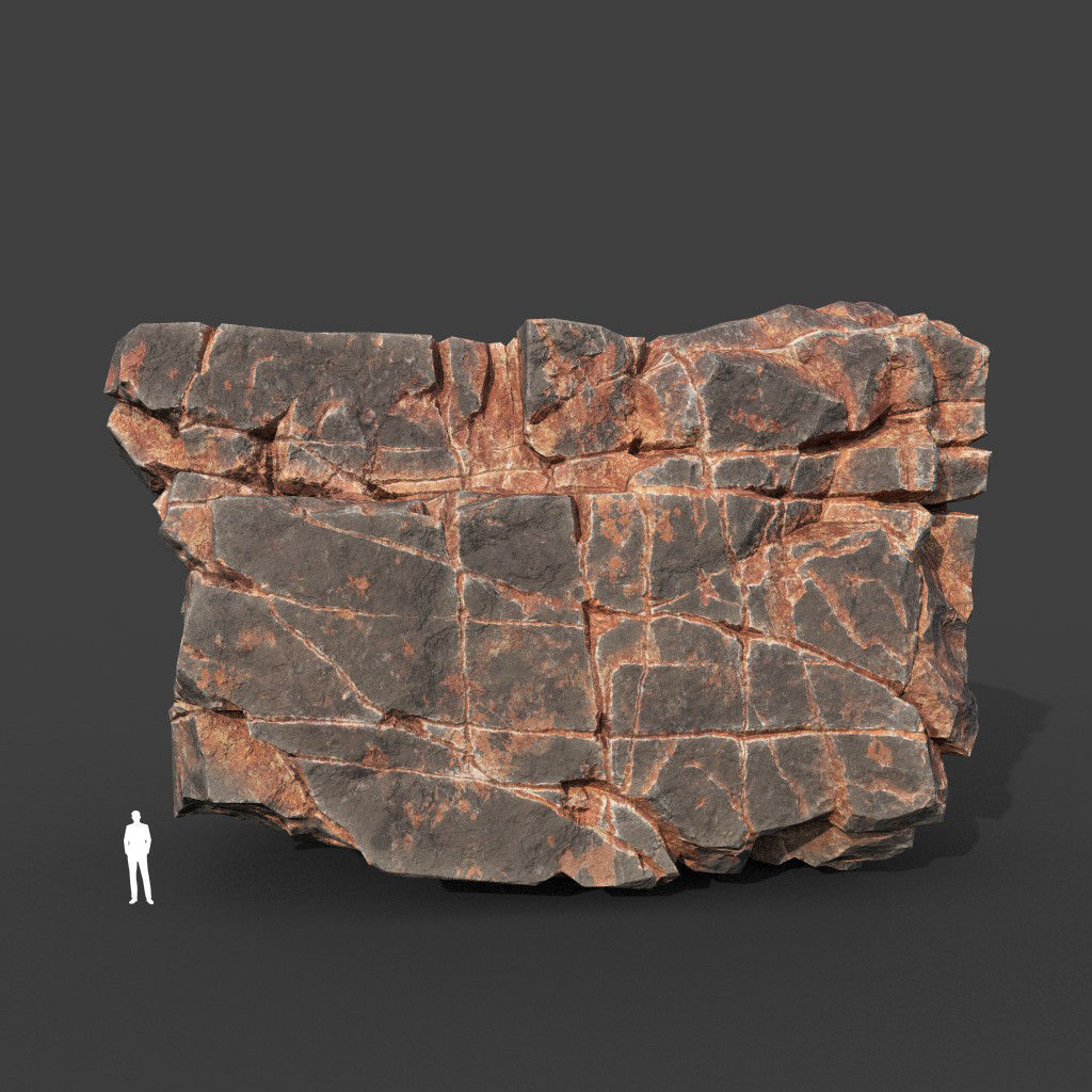 Low poly Desert Cracked Modular Rock 220106 Low-poly 3D model_9