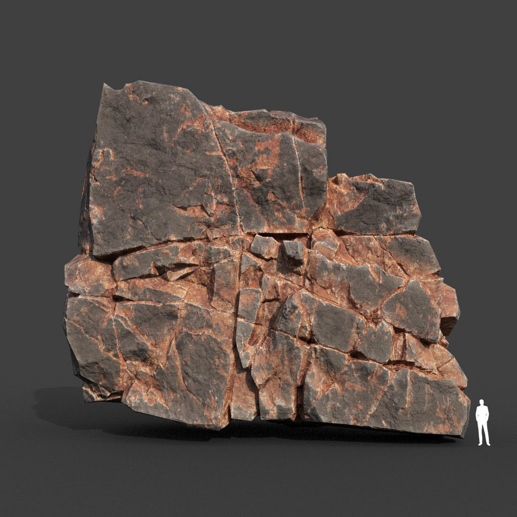 Low poly Desert Cracked Modular Rock 220106 Low-poly 3D model_15