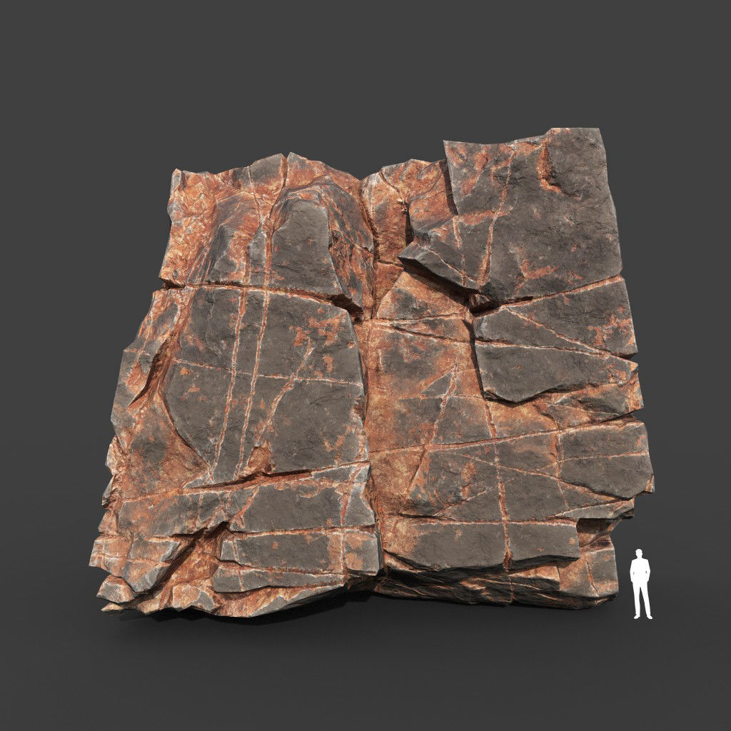 Low poly Desert Cracked Modular Rock 220106 Low-poly 3D model_1
