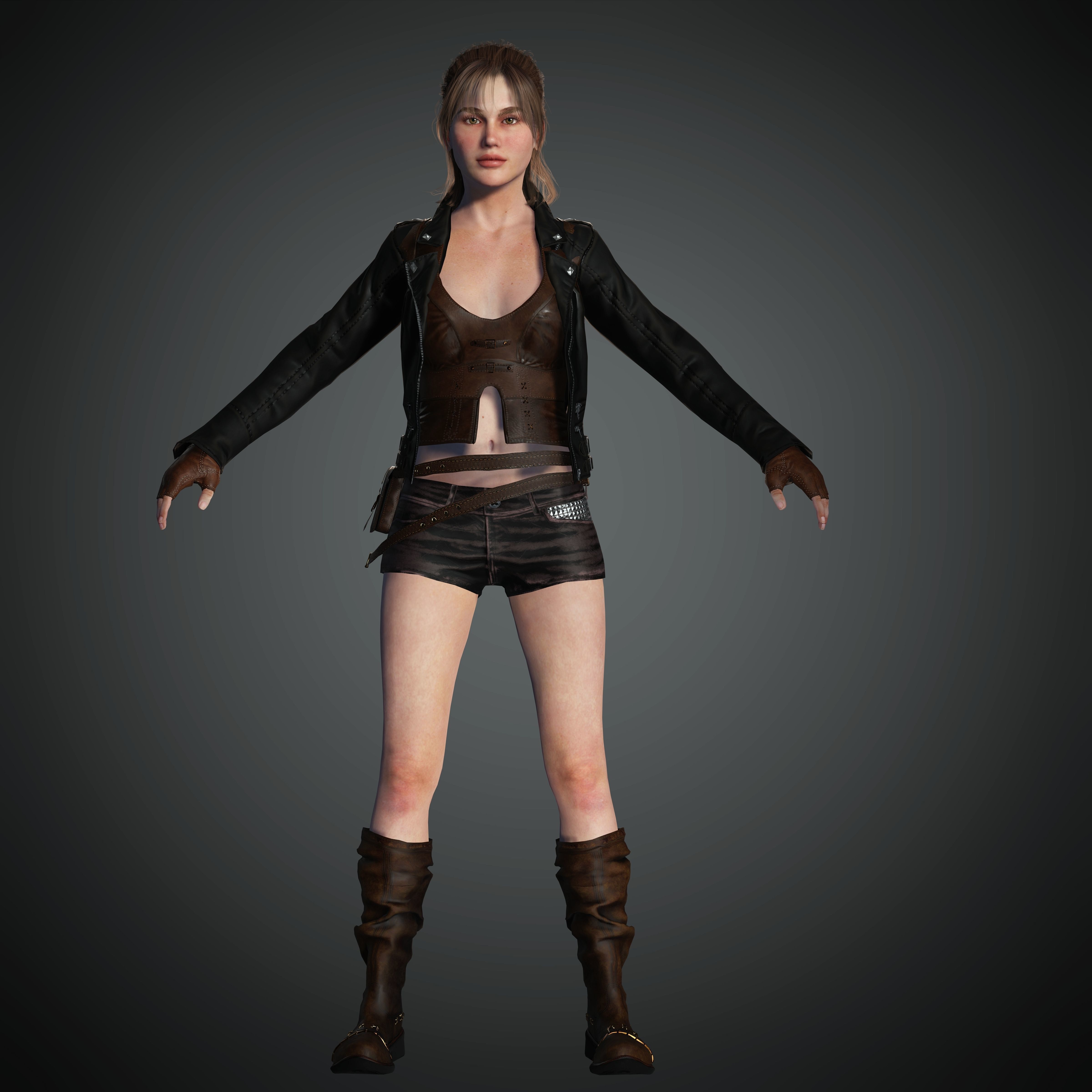 Female Nacked Rigged character 3D model_13