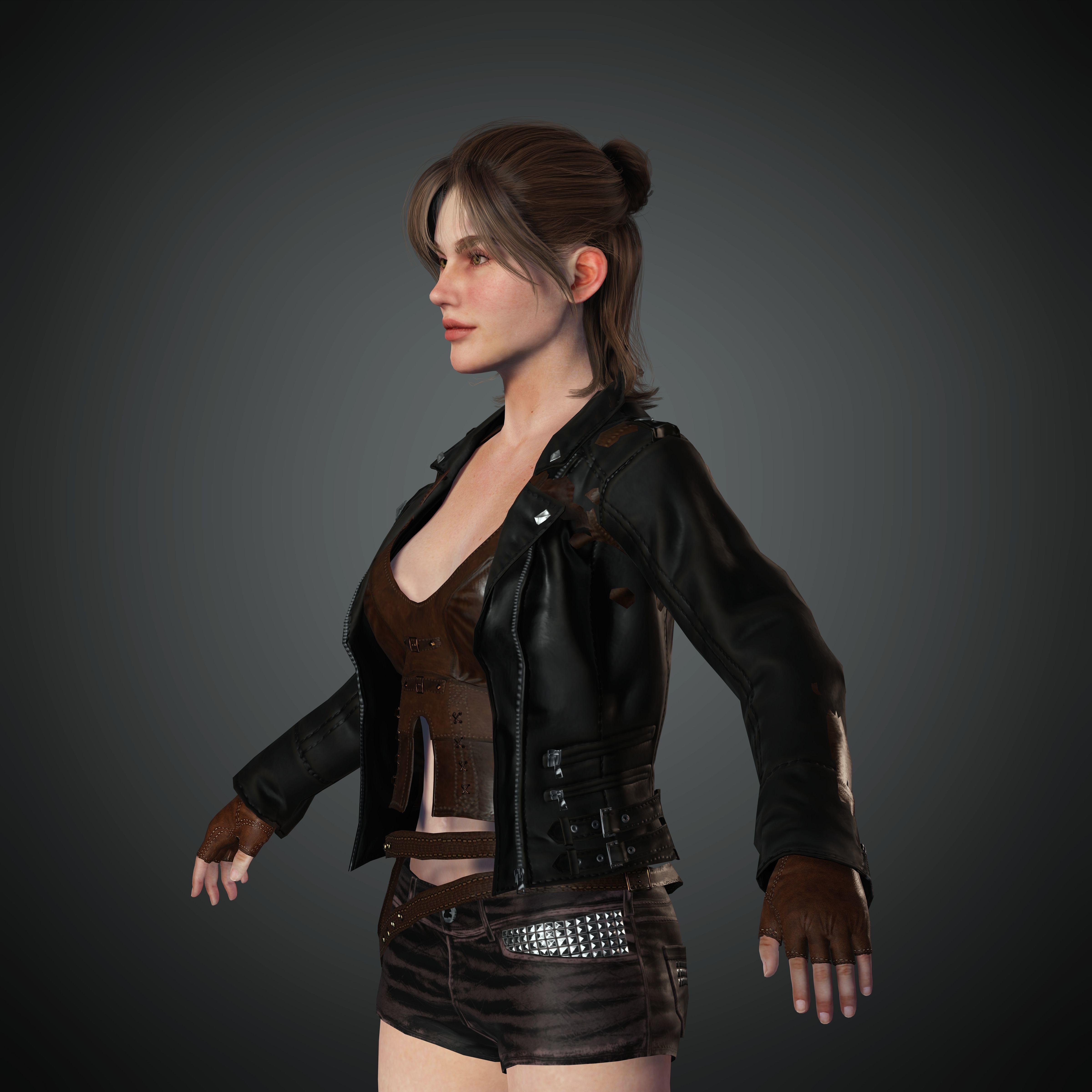 Female Nacked Rigged character 3D model_16