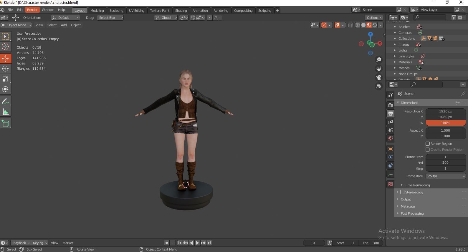 Female Nacked Rigged character 3D model_25